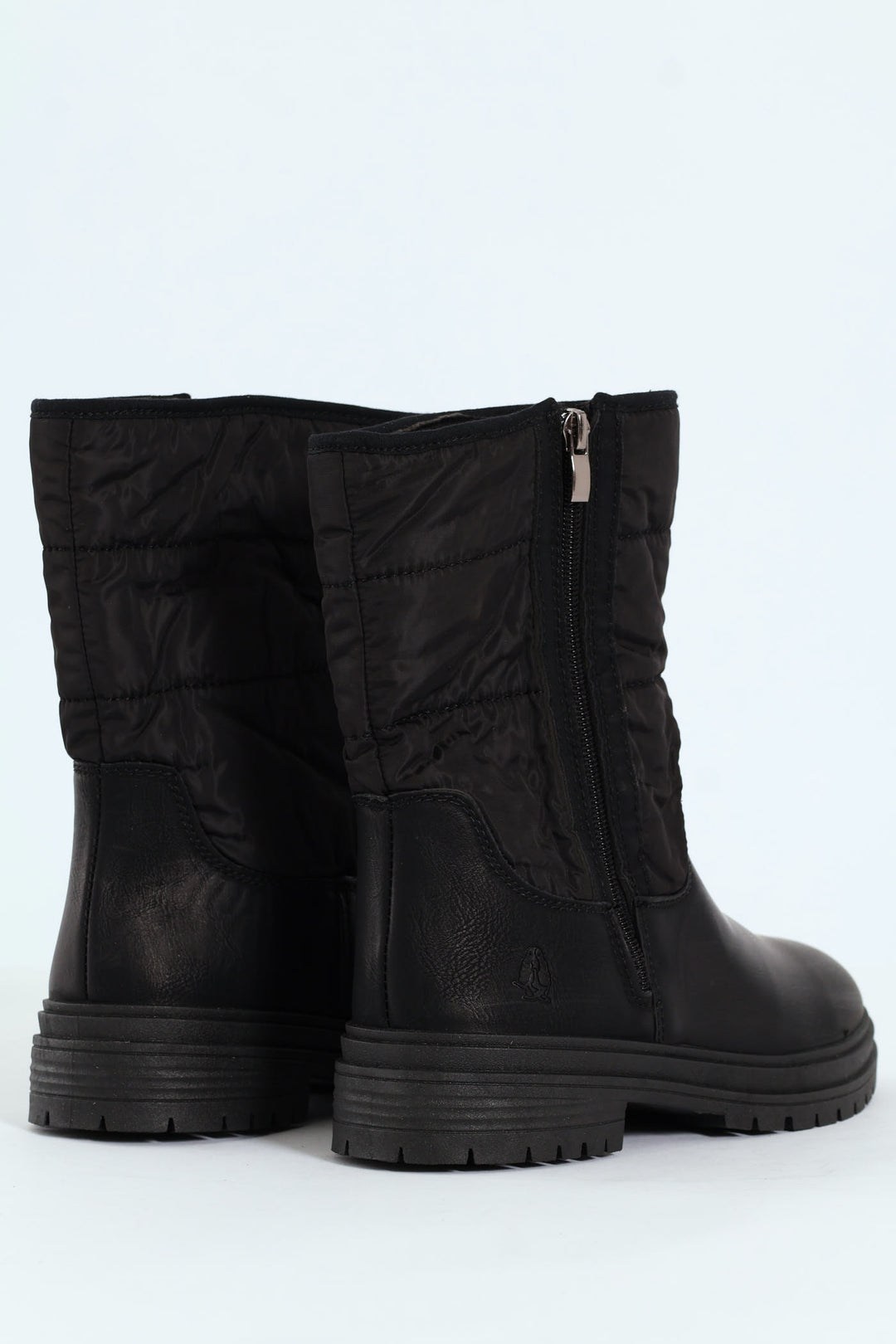 Rochelle Panelled Nylon & Pu Mid Calf  Boot - Black