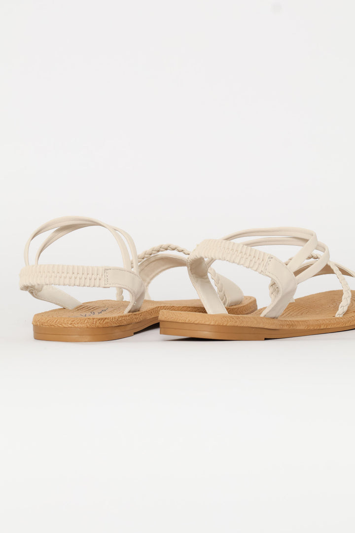 Rope Detail Sandal With Elasticated Band - Off White