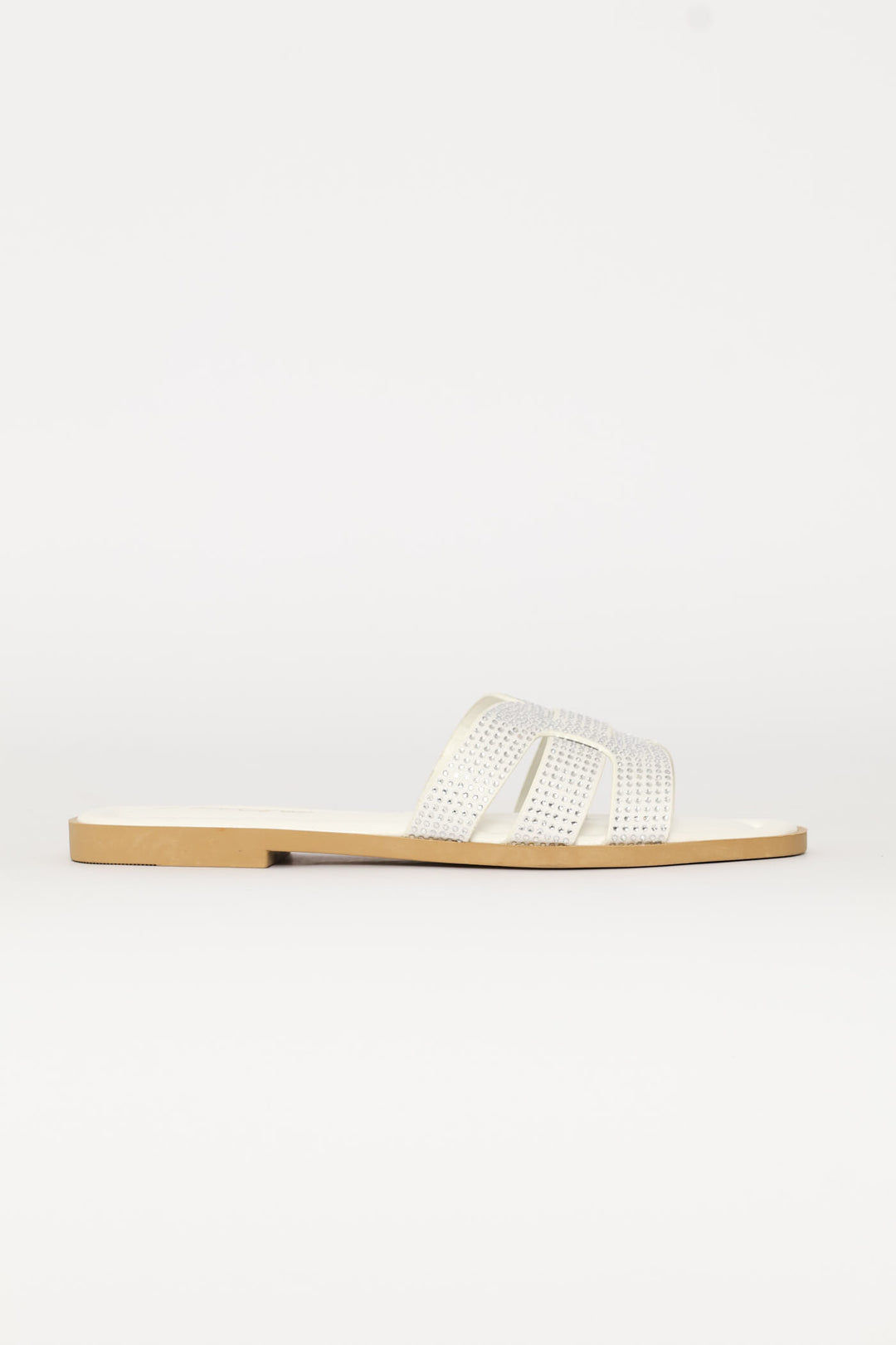 Diamante H-Mule Basic Sandal - White
