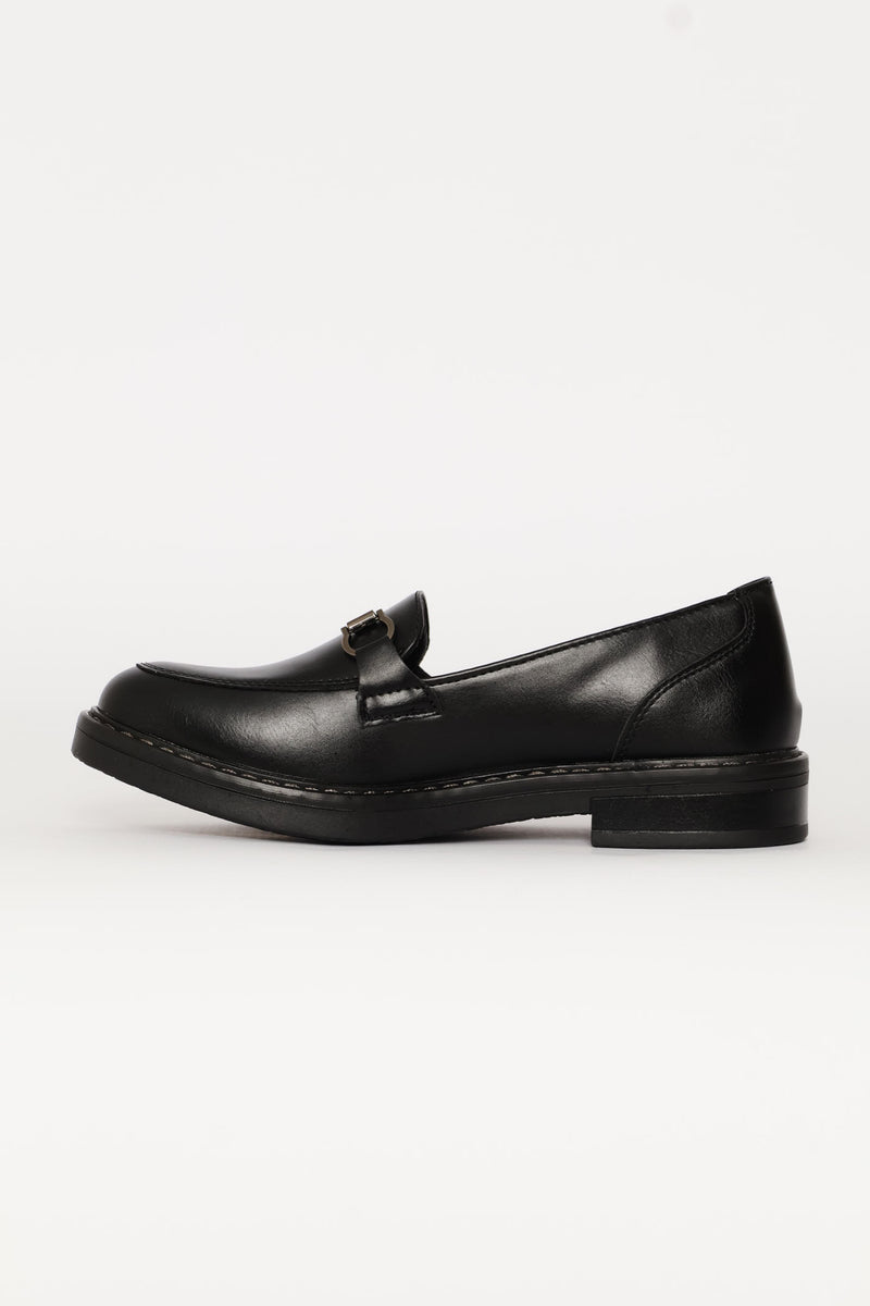 Buckle Detail Loafer - Black