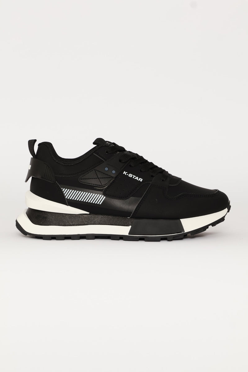 Ice Retro Lace Up Trainer - Black