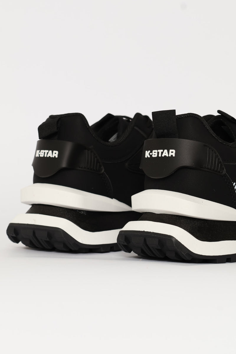 Ice Retro Lace Up Trainer - Black
