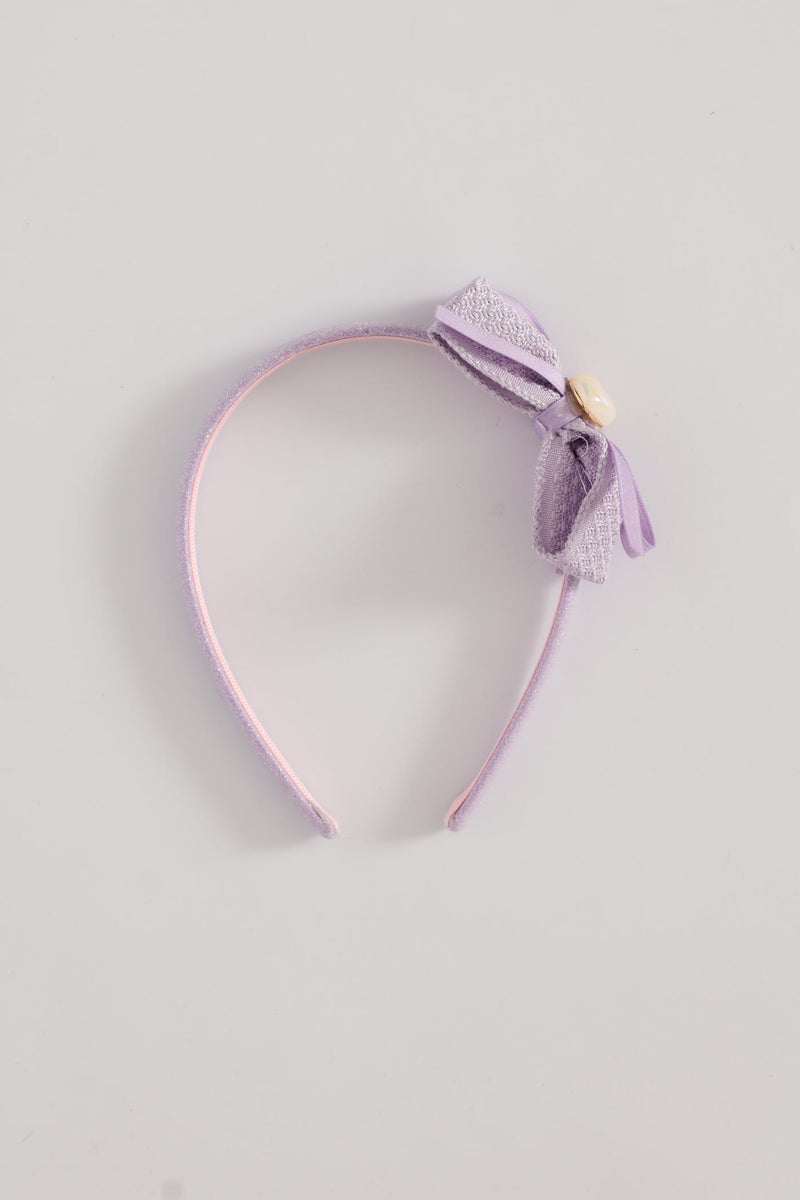 Girls Bow Aliceband - Lilac