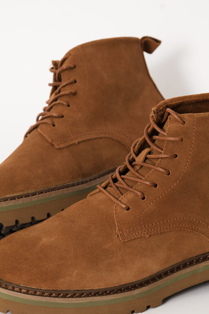 Nubuck Lace Up Worker Boot - Tan