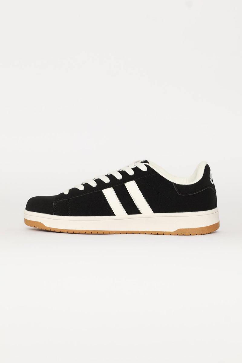 Double Stripe Lace Up Sneaker - Black