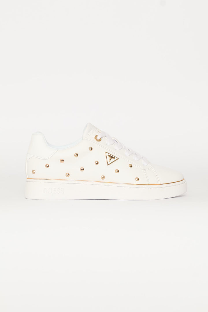 Studded Pu Sneaker - White