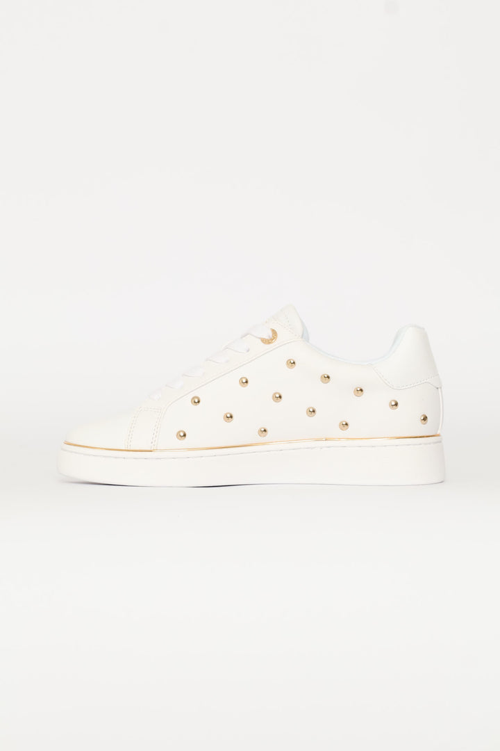 Studded Pu Sneaker - White