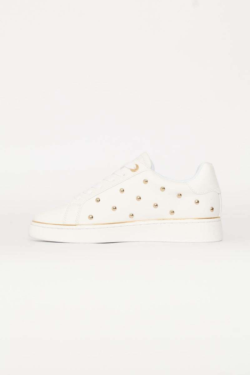 Studded Pu Sneaker - White
