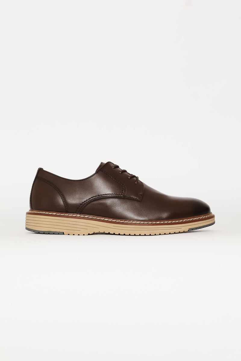 Leather Smart Casual Derby Shoe - Chocolate