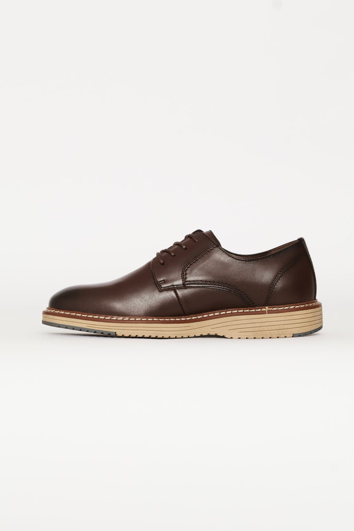 Leather Smart Casual Derby Shoe - Chocolate