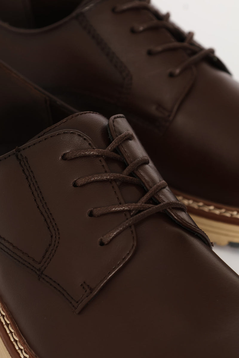 Leather Smart Casual Derby Shoe - Chocolate