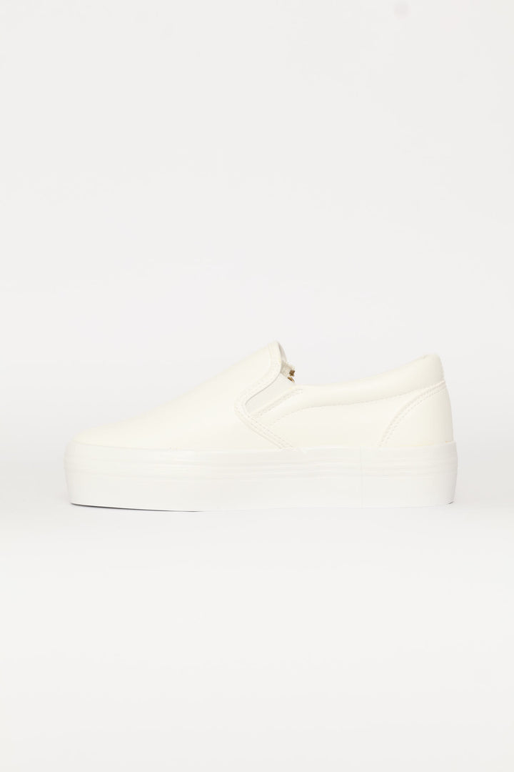 Platform Ono Side Zip Slip On Sneaker - White
