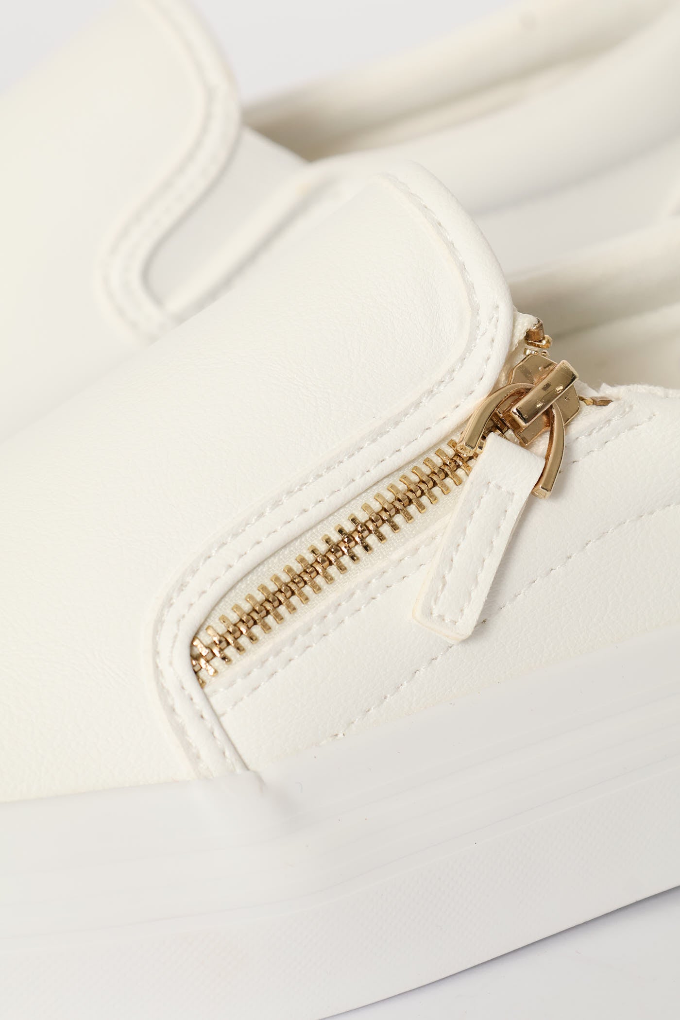 Ladies Platform Ono Side Zip Slip On Sneaker - White – Edgars