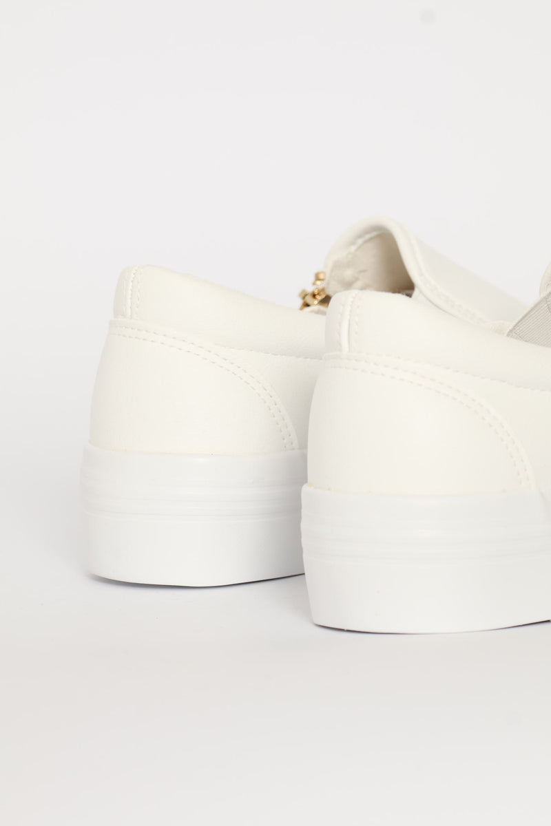 Platform Ono Side Zip Slip On Sneaker - White