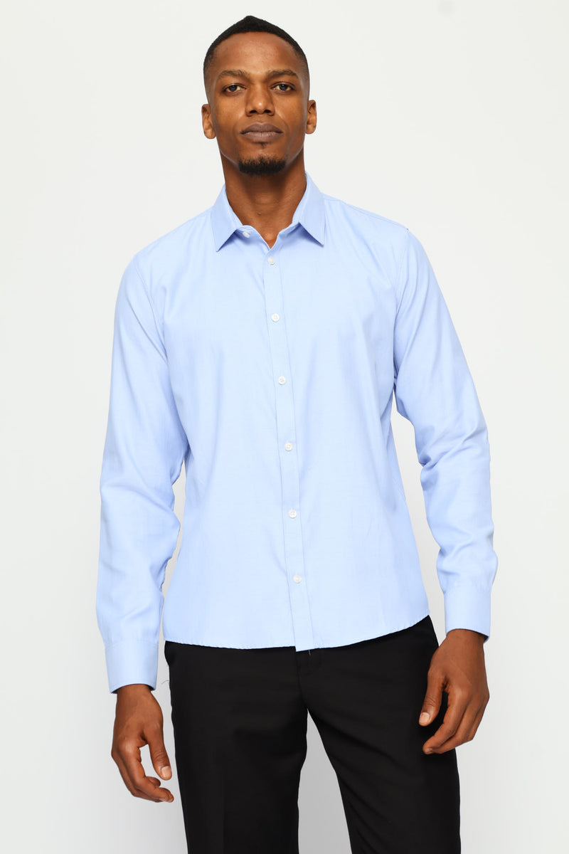 Slim Tonal Textured Shirt - Light Blue