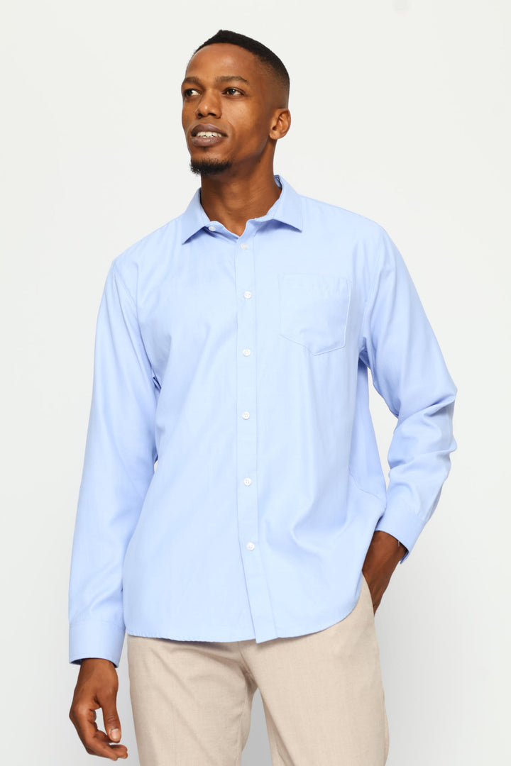 Regular Tonal Textured Shirt - Light Blue