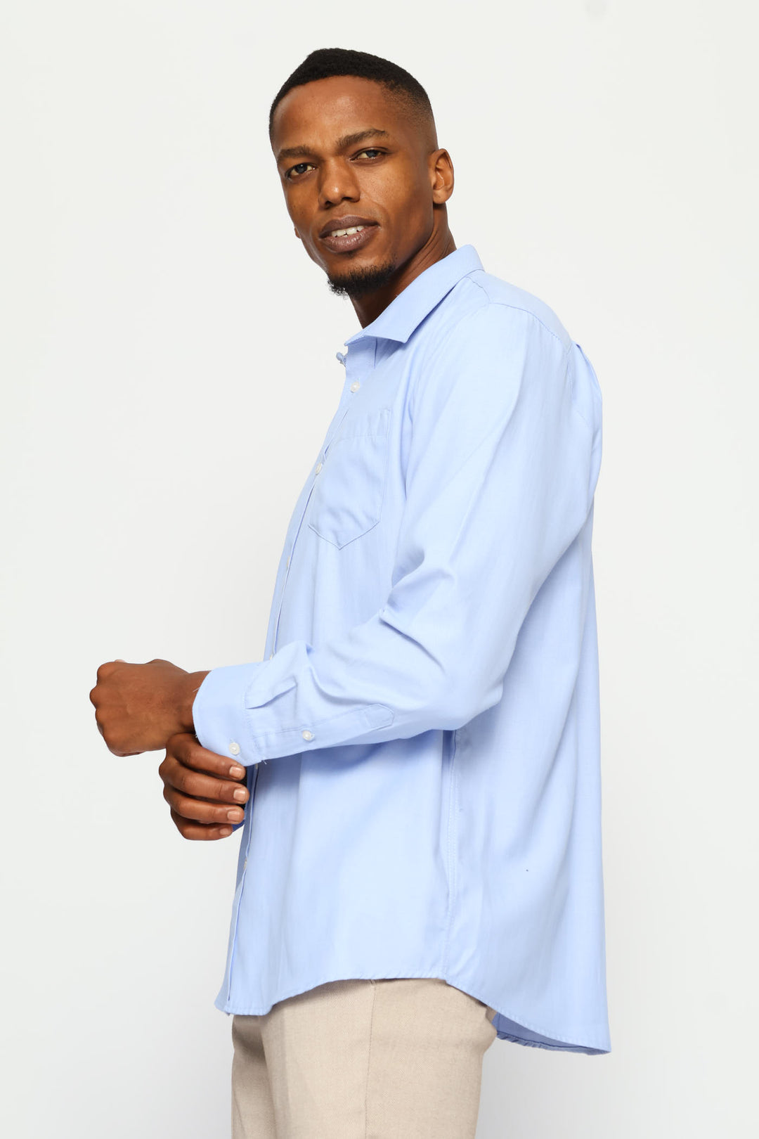 Regular Tonal Textured Shirt - Light Blue