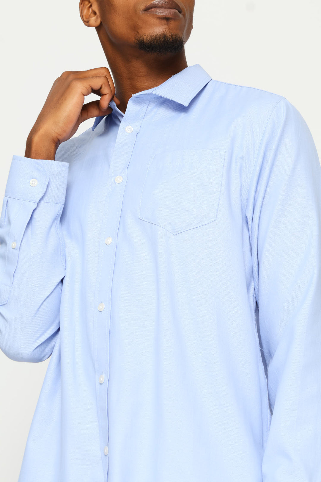 Regular Tonal Textured Shirt - Light Blue
