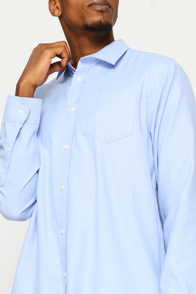 Regular Tonal Textured Shirt - Light Blue