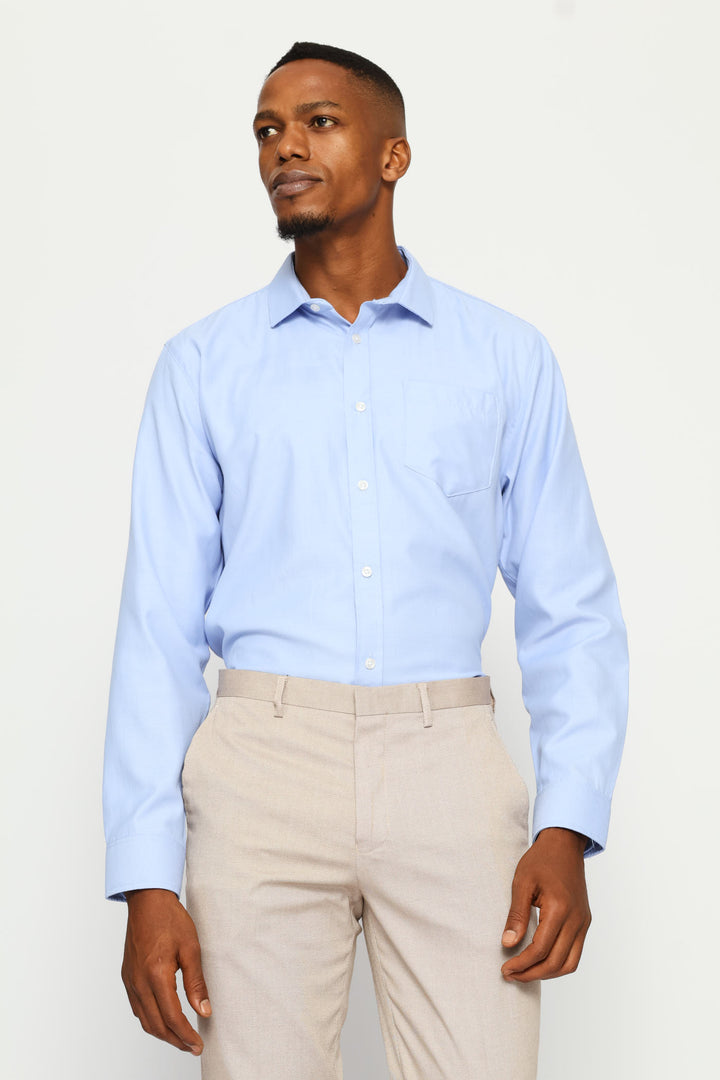 Regular Tonal Textured Shirt - Light Blue
