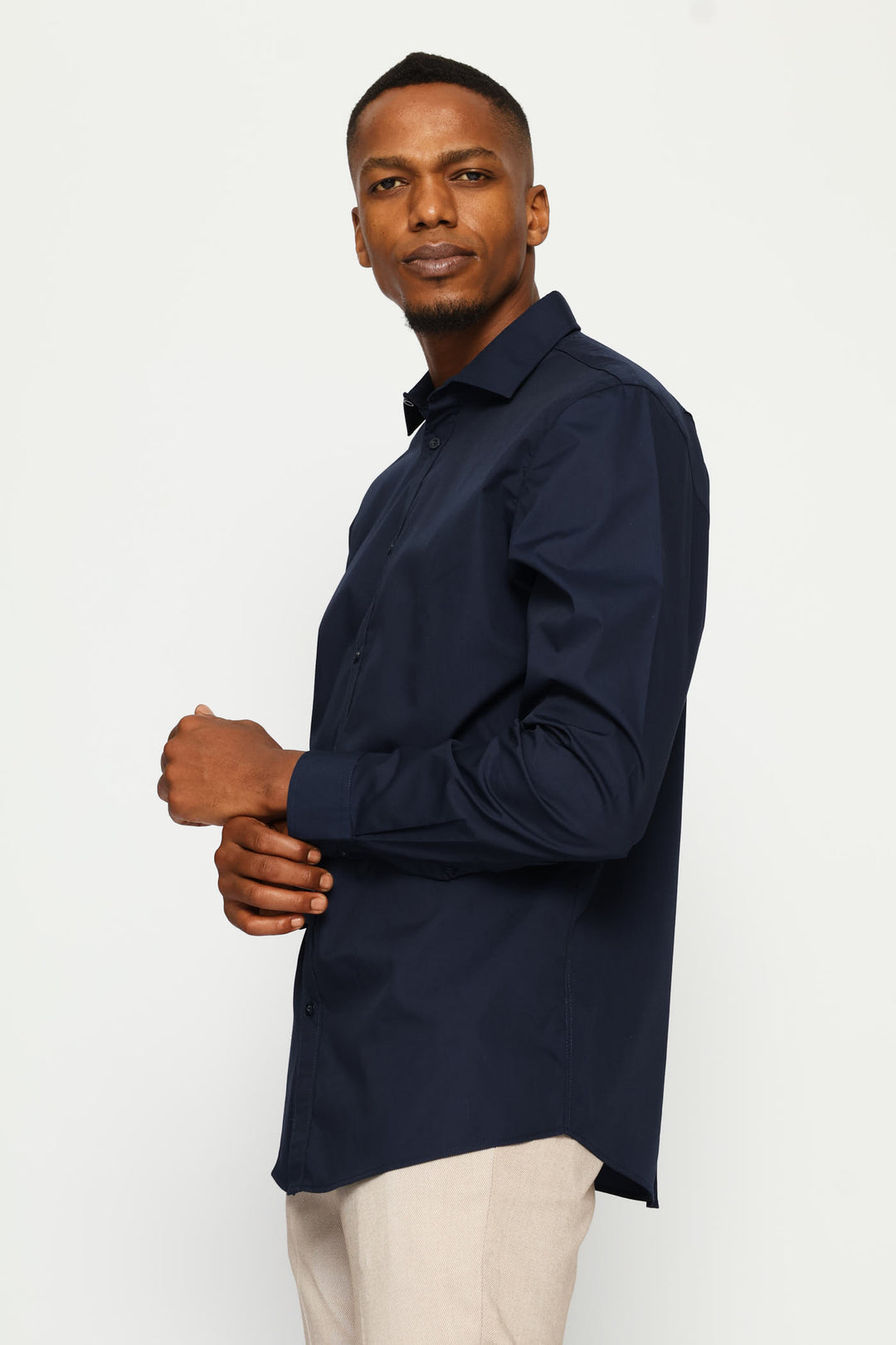 Regular Easy Care Long Sleeve Shirt - Navy