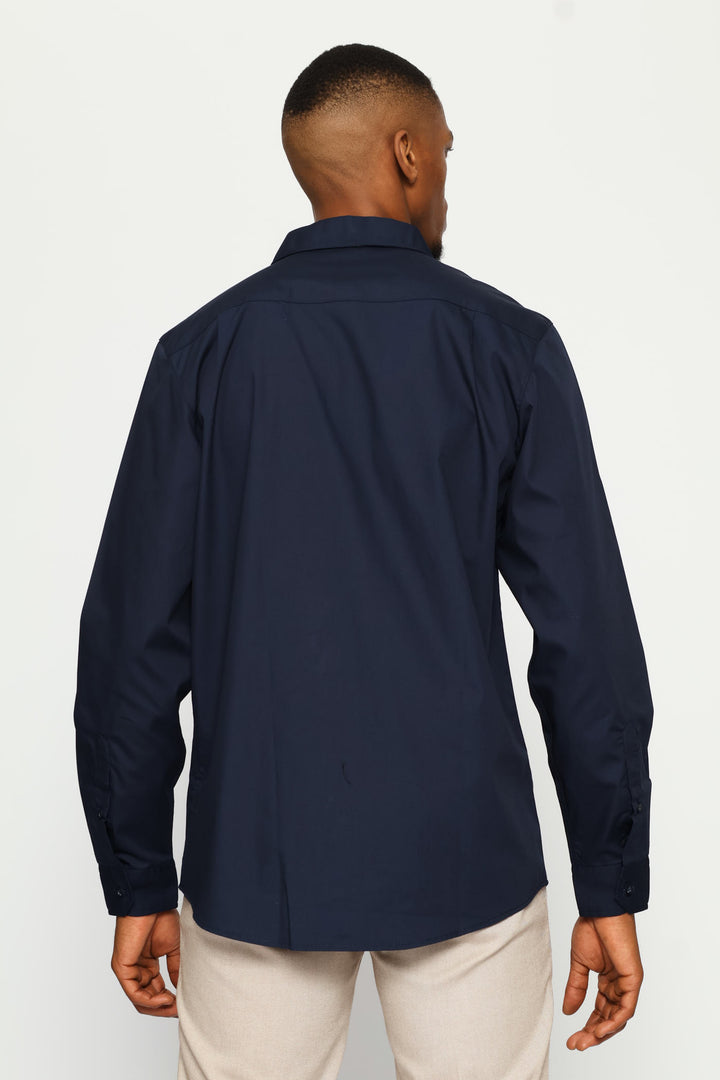 Regular Easy Care Long Sleeve Shirt - Navy