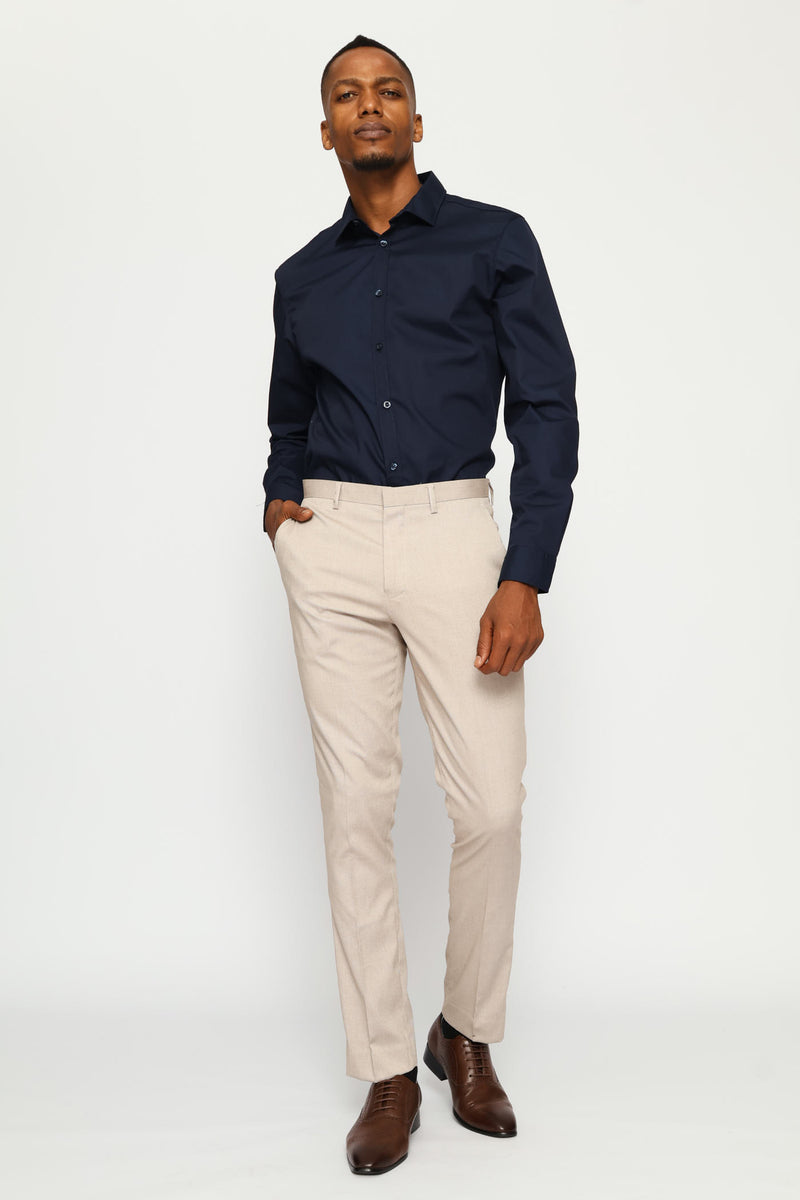 Regular Easy Care Long Sleeve Shirt - Navy
