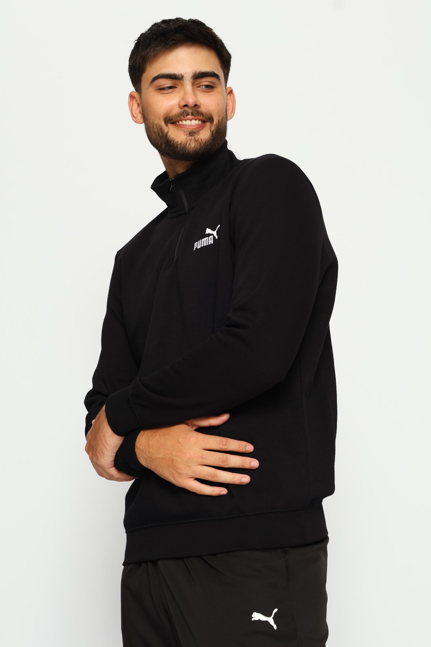 Mens Essential No.1 Logo Half Zip Fleece Top - Black – Edgars