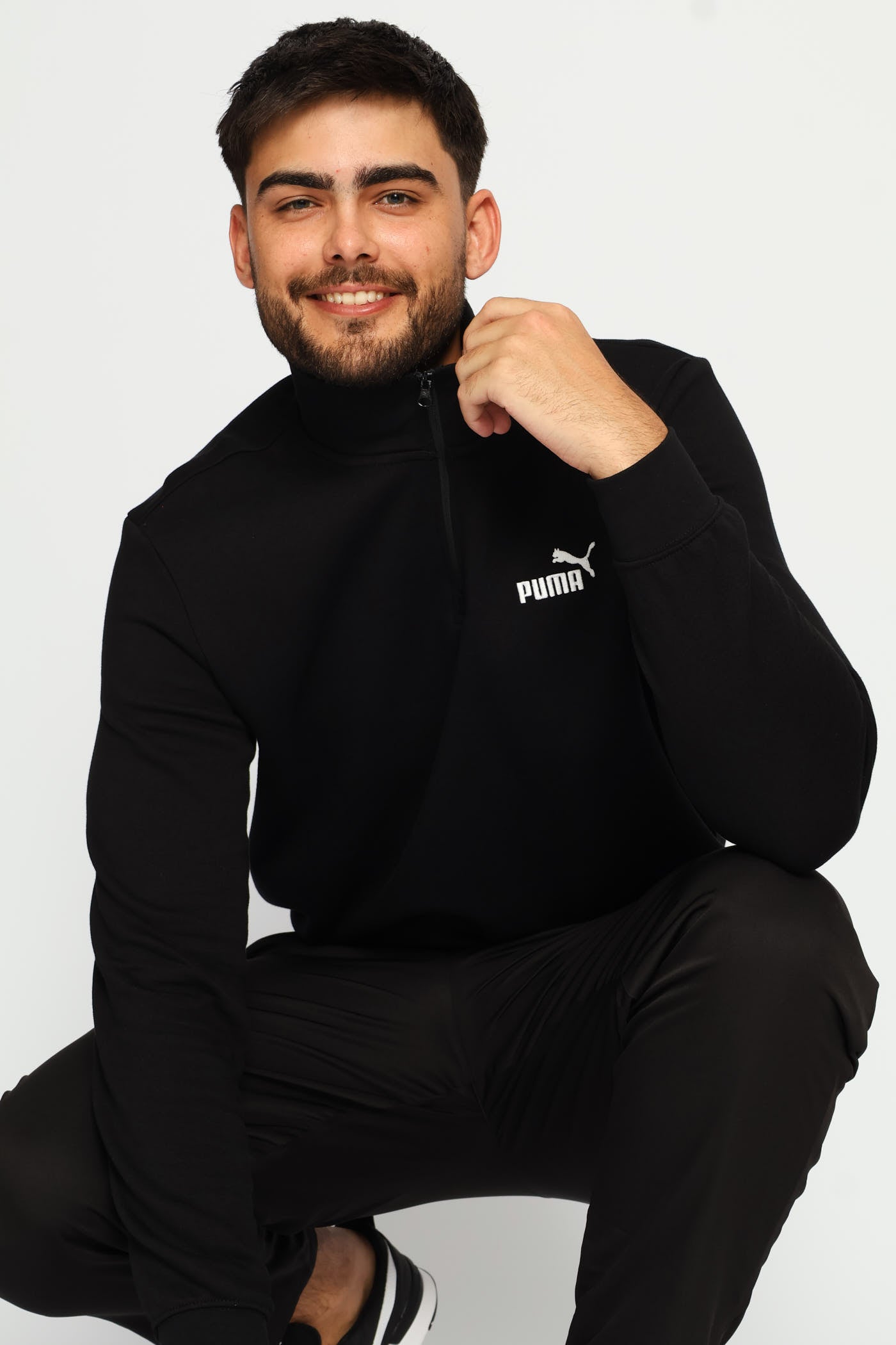 Mens Essential No.1 Logo Half Zip Fleece Top - Black – Edgars