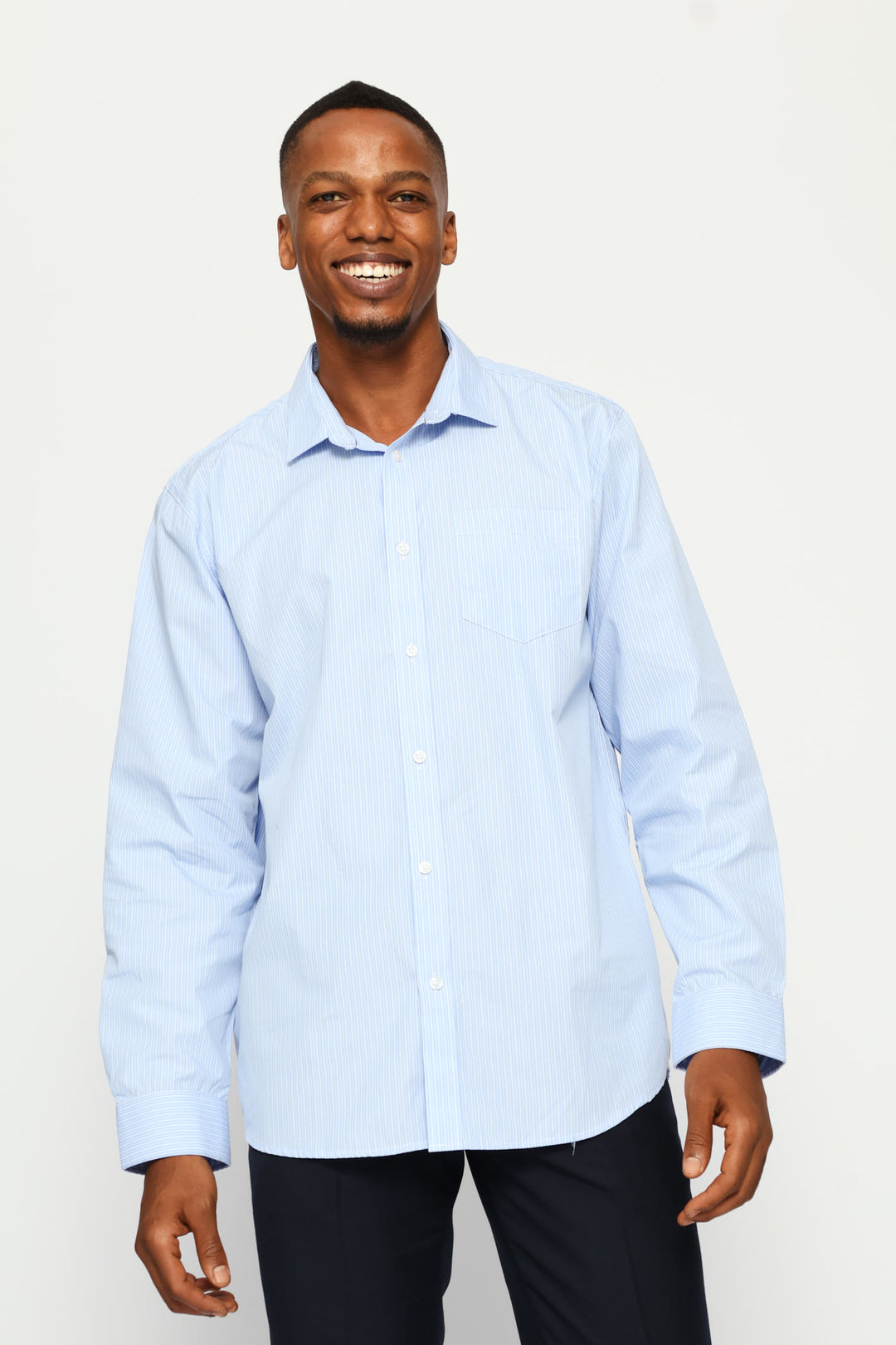 Regular Long Sleeve Double Variated Printed Shirt - White/Light Blue