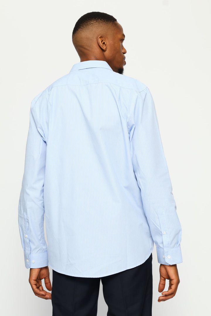 Regular Long Sleeve Double Variated Printed Shirt - White/Light Blue