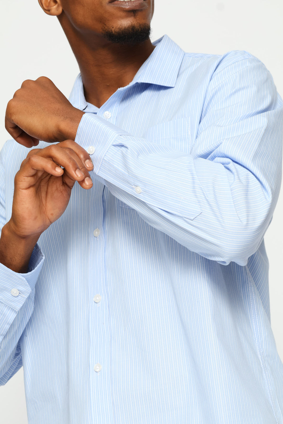 Regular Long Sleeve Double Variated Printed Shirt - White/Light Blue