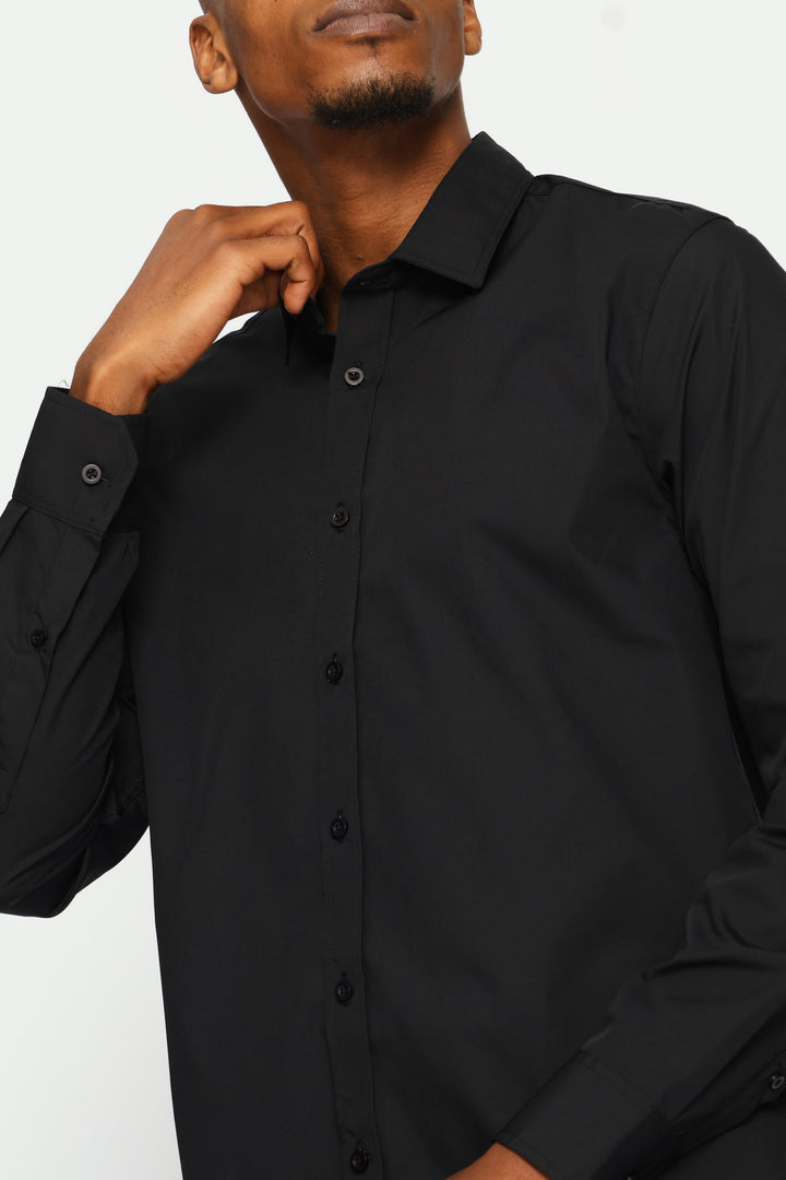 Regular Easy Care Long Sleeve Shirt - Black