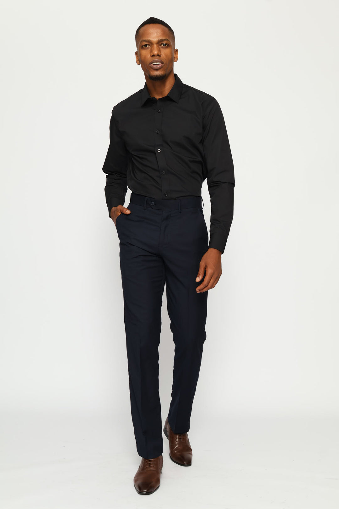Regular Easy Care Long Sleeve Shirt - Black