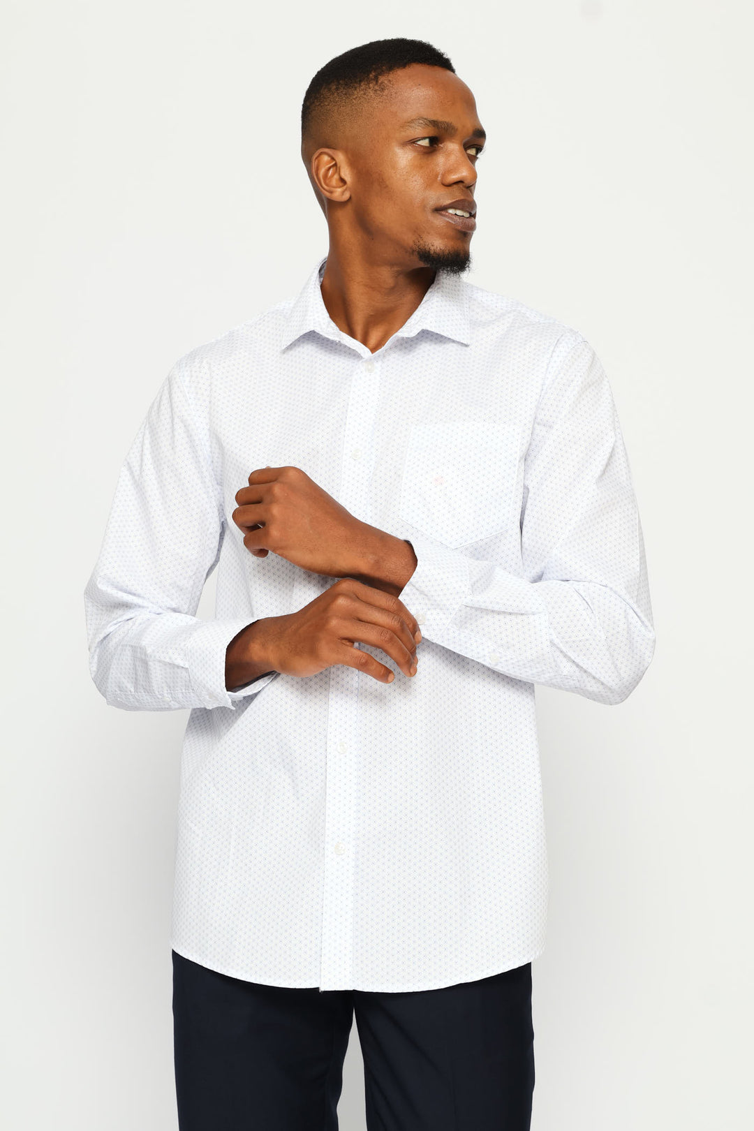 Regular Double Spot Printed Shirt - White/Light Blue