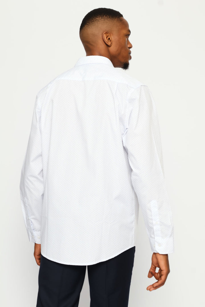Regular Double Spot Printed Shirt - White/Light Blue
