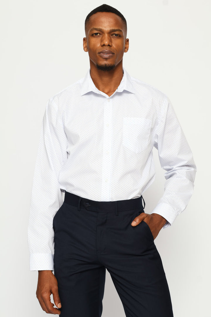 Regular Double Spot Printed Shirt - White/Light Blue