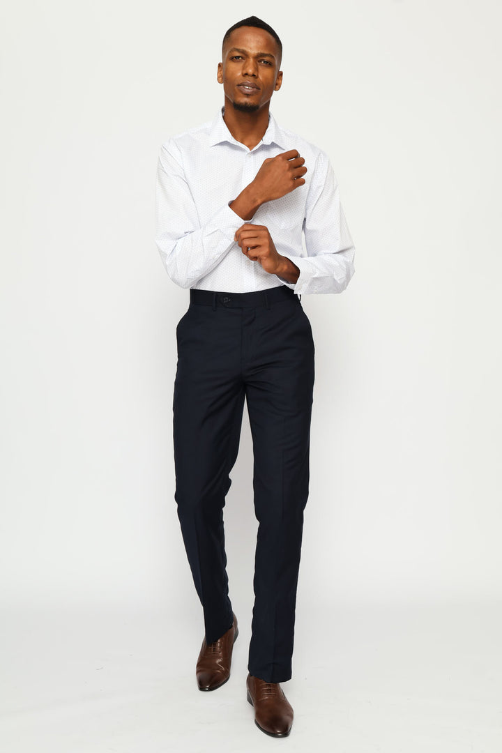 Regular Double Spot Printed Shirt - White/Light Blue
