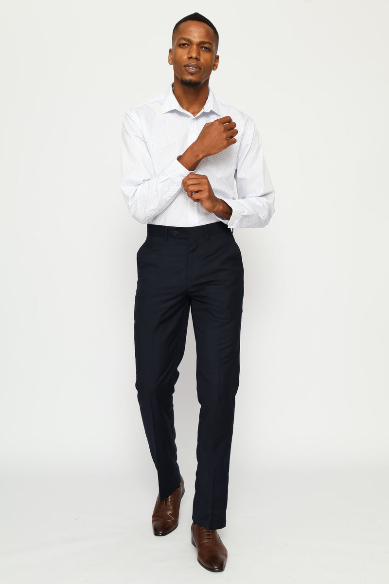 Regular Double Spot Printed Shirt - White/Light Blue