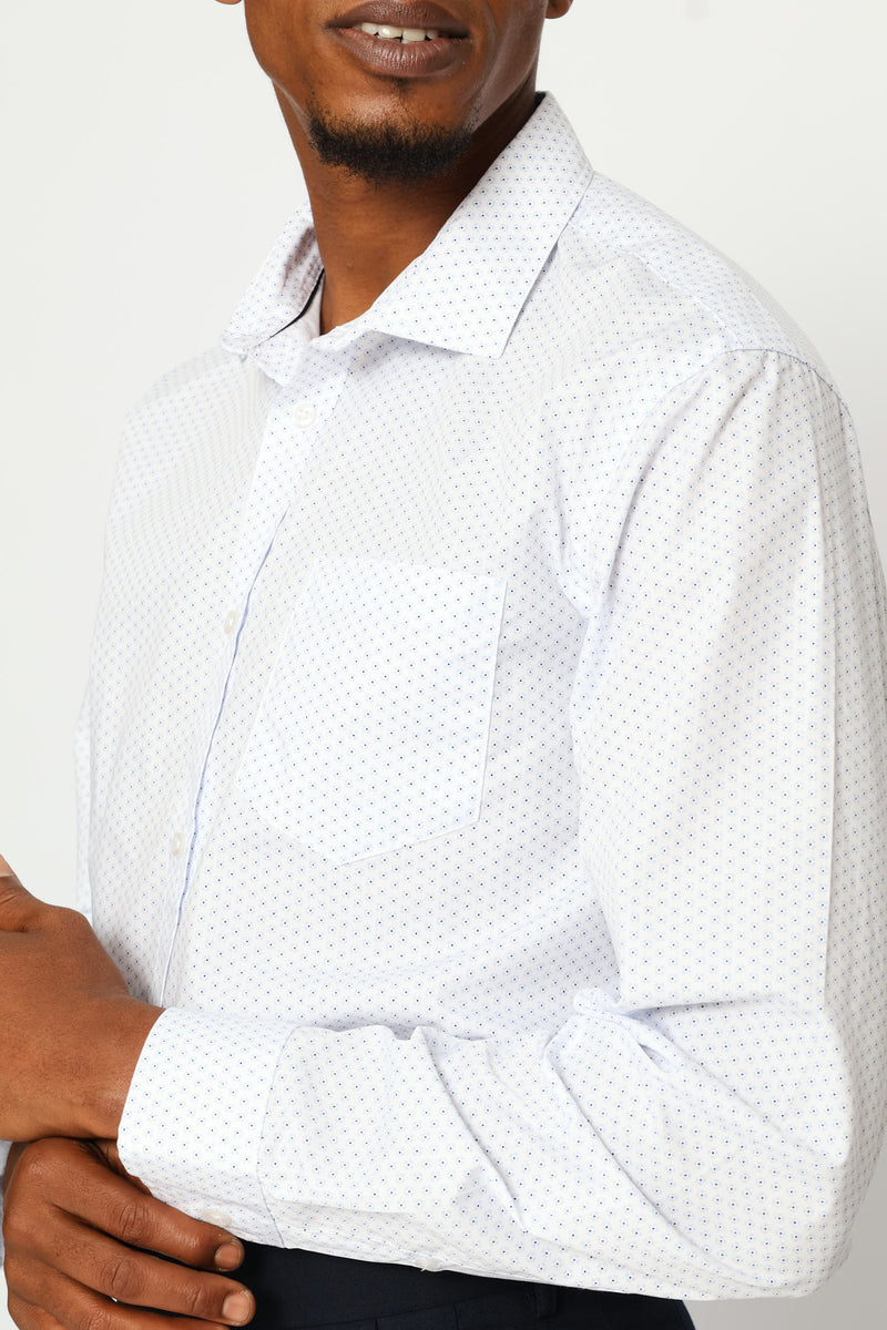 Regular Double Spot Printed Shirt - White/Light Blue