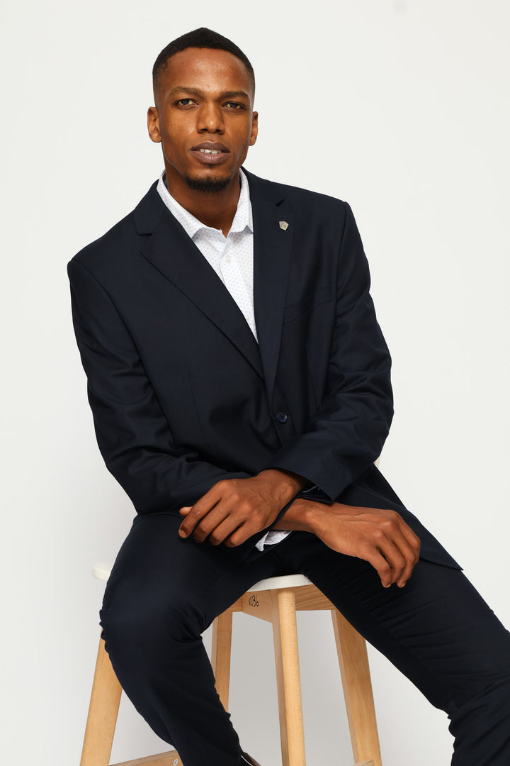 Regular Fit Viscose Blend Suit Jacket - Navy