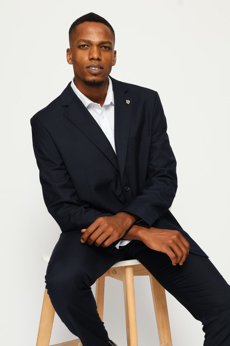 Regular Fit Viscose Blend Suit Jacket - Navy