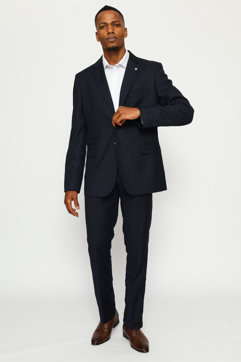Regular Fit Viscose Blend Suit Jacket - Navy