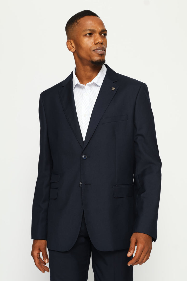Regular Fit Viscose Blend Suit Jacket - Navy