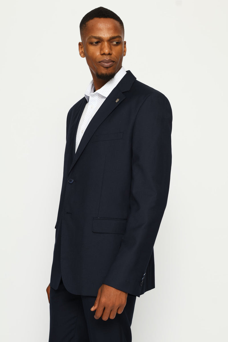 Regular Fit Viscose Blend Suit Jacket - Navy