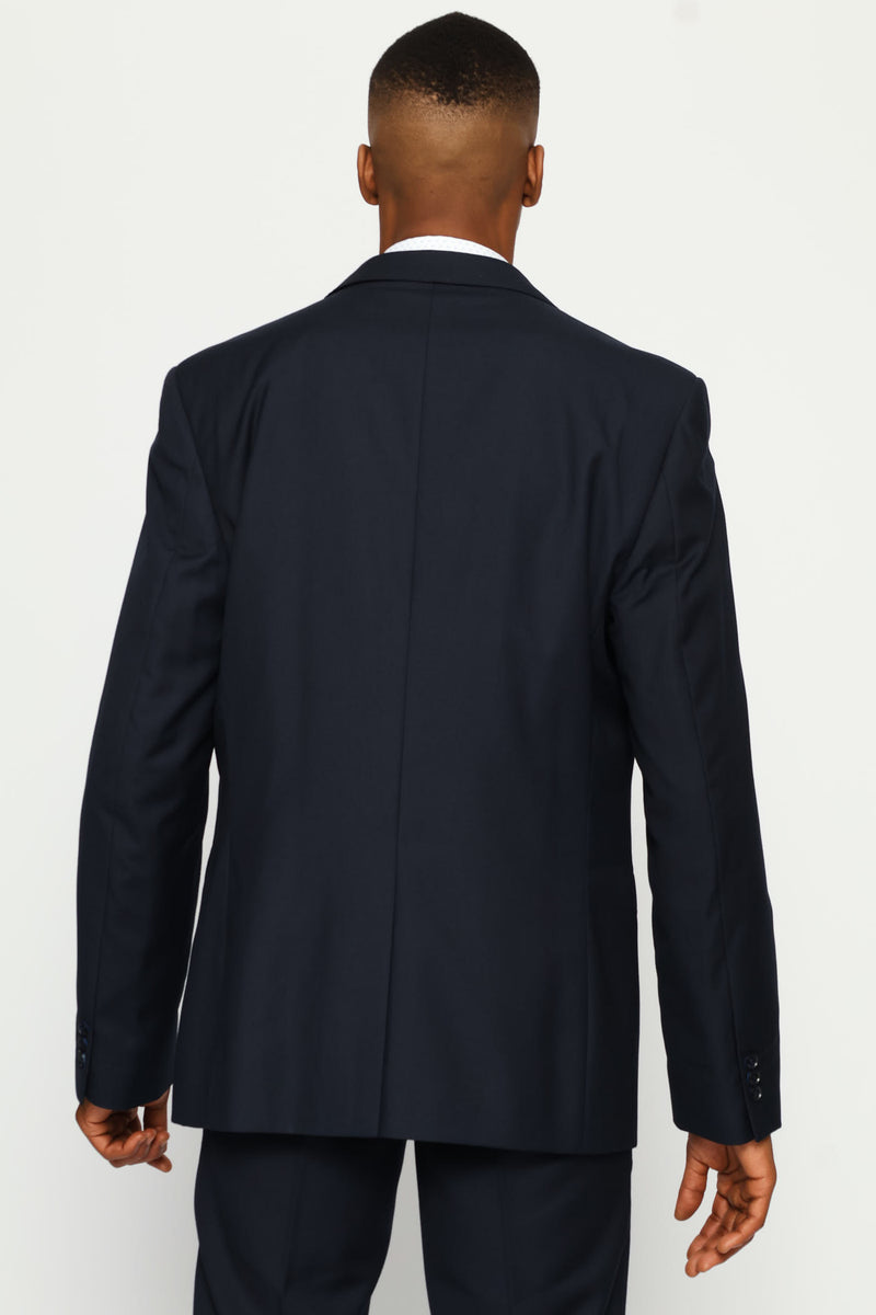 Regular Fit Viscose Blend Suit Jacket - Navy