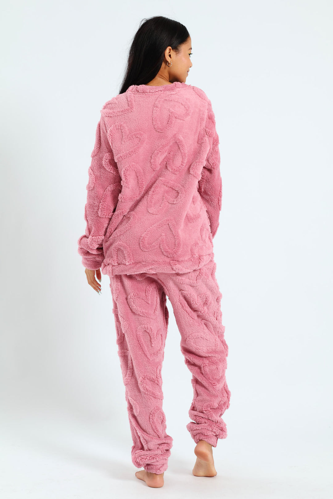 Long Sleeve & Cosy Hearts Jogger Set - Pink