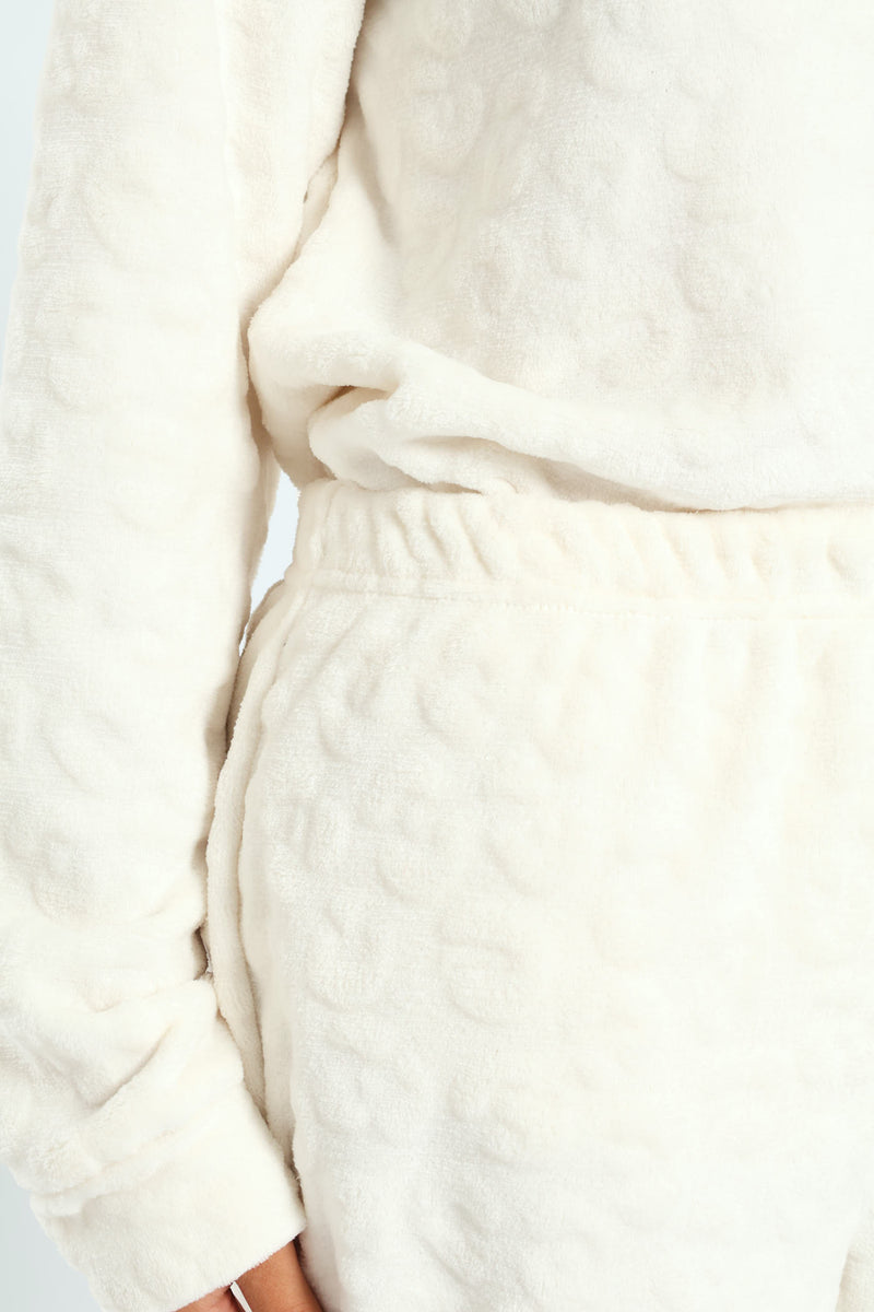 Long Sleeve & Cosy Flare Leg Sleep Set - Cream