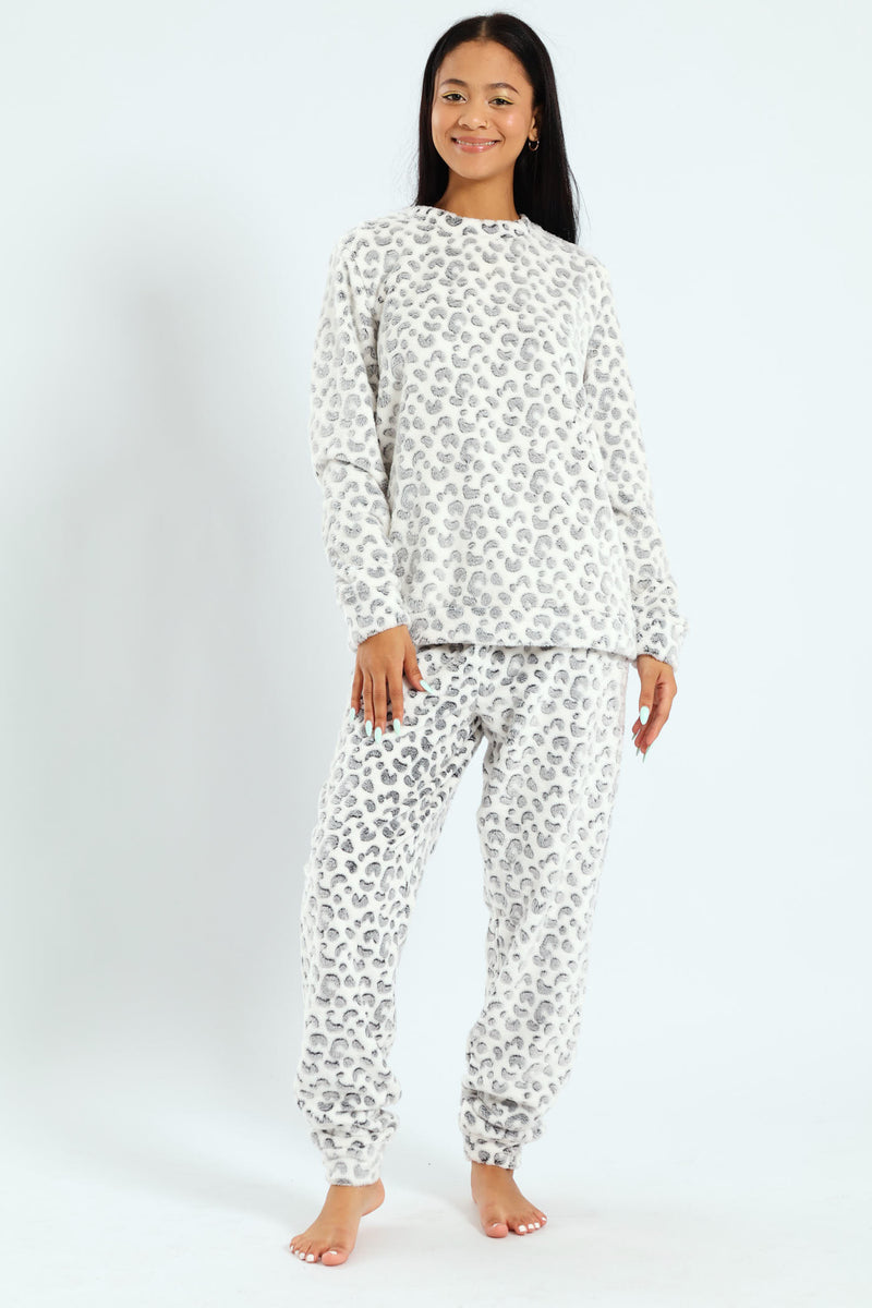 Long Sleeve & Cosy Jogger Sleep Set - Cream