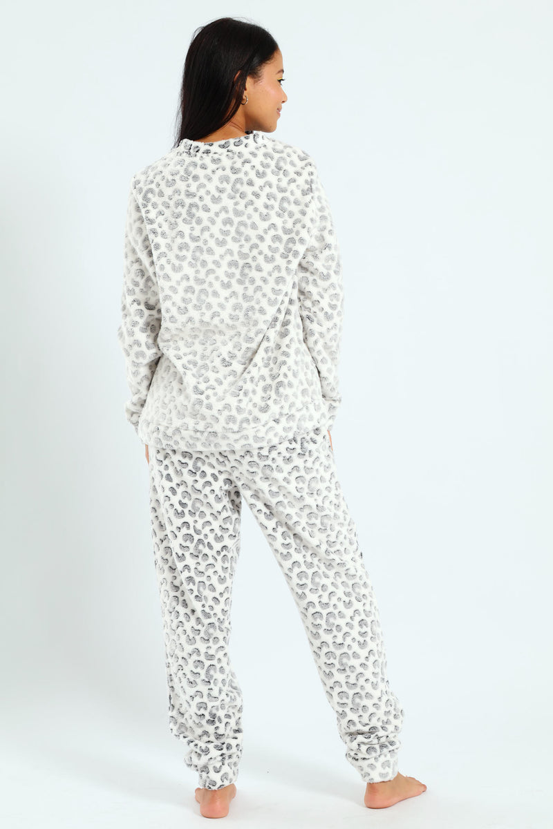 Long Sleeve & Cosy Jogger Sleep Set - Cream